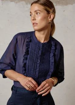 Damen Luis Trenker Baumwollbluse Mit Plastron Lufausta