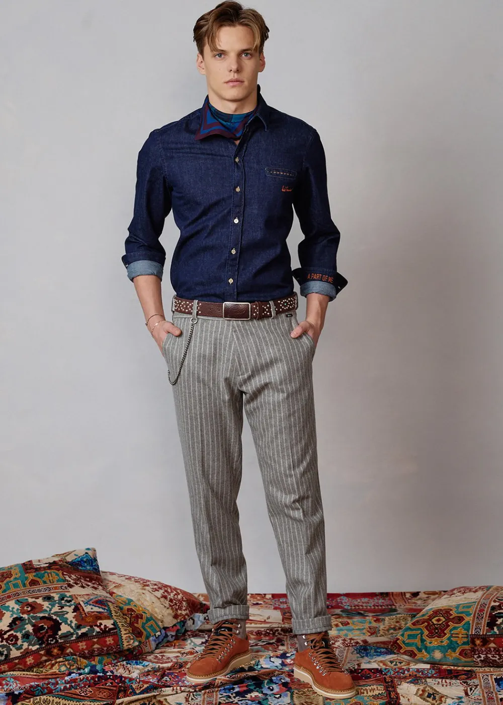 Herren Luis Trenker Button-Down-Hemd Im Dark Denim Look Lubenzio