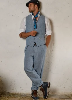 Herren Luis Trenker Chino-Hose Aus Reinem Leinen Lubruneu