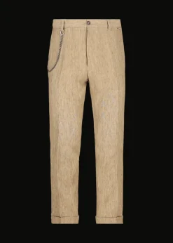 Herren Luis Trenker Chino-Hose Aus Reinem Leinen Lubruneu