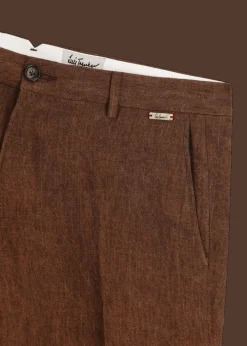 Herren Luis Trenker Chino-Hose Aus Reinem Leinen Lubruneu