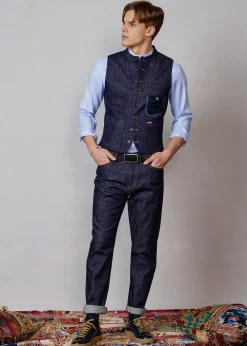 Herren Luis Trenker Denim-Weste Lusavio