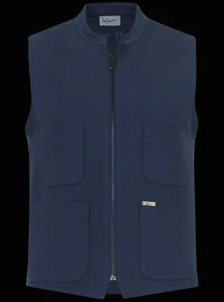 Herren Luis Trenker Dunkelblaue Jersey-Weste Lusamu