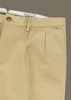 Herren Luis Trenker Khakifarbene Bundfalten-Hose Lustro