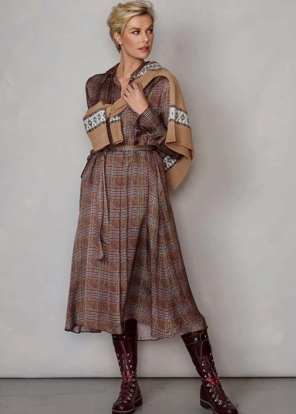 Damen Luis Trenker Kleid Mit Prince Of Wales Print Lueloisa