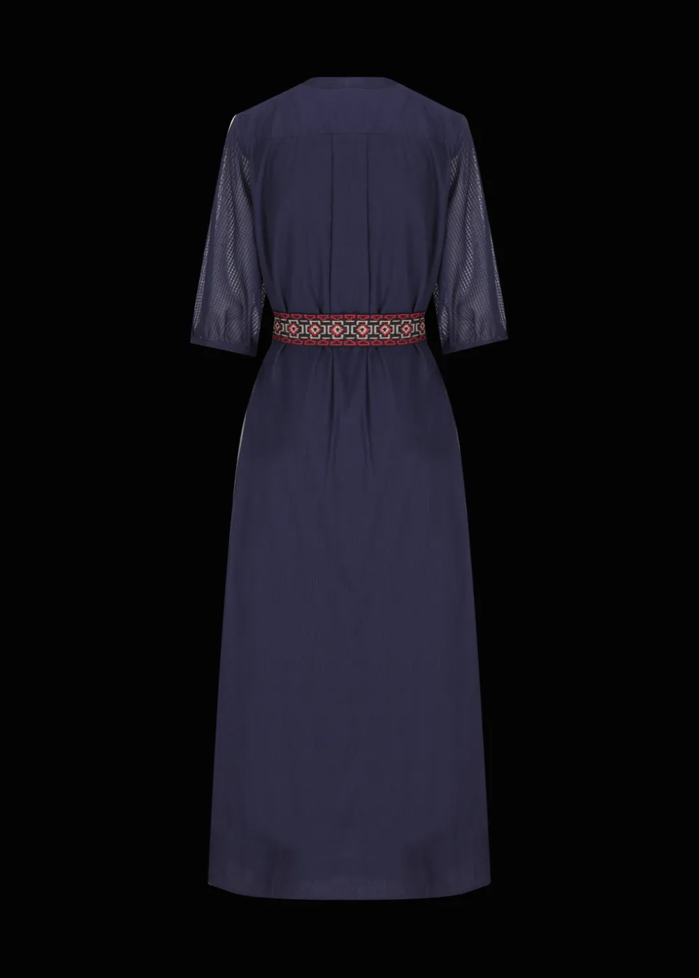 Damen Luis Trenker Langes Baumwollkleid Mit Plastron Luceleste