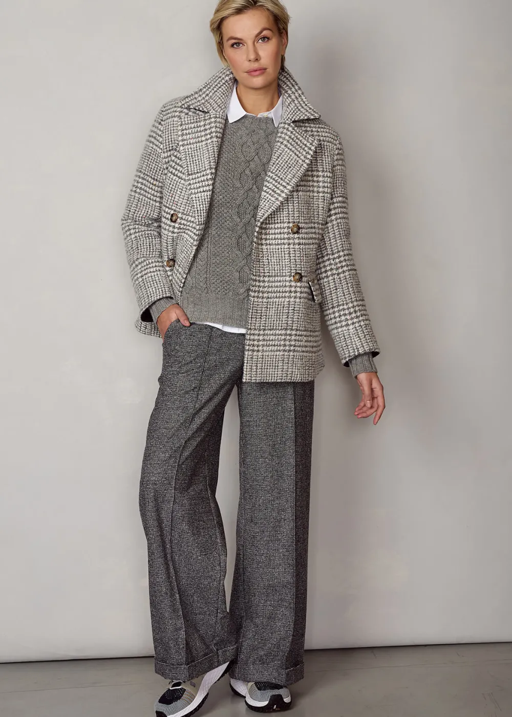 Damen Luis Trenker Mantel Mit Prince Of Wales Muster Lumarta