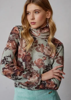 Damen Luis Trenker Rollkragenpullover Mit Blumenprint Luwalda