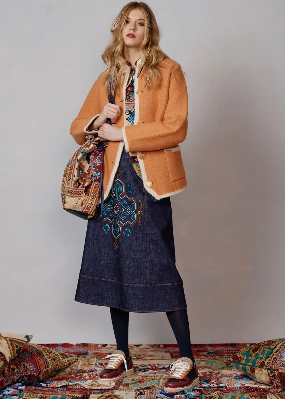 Damen Luis Trenker Samt-Beuteltasche Im Patchwork-Stil Lusac