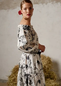 Damen Luis Trenker Schulterfreies Seidenkleid Mit Print Lucamilla