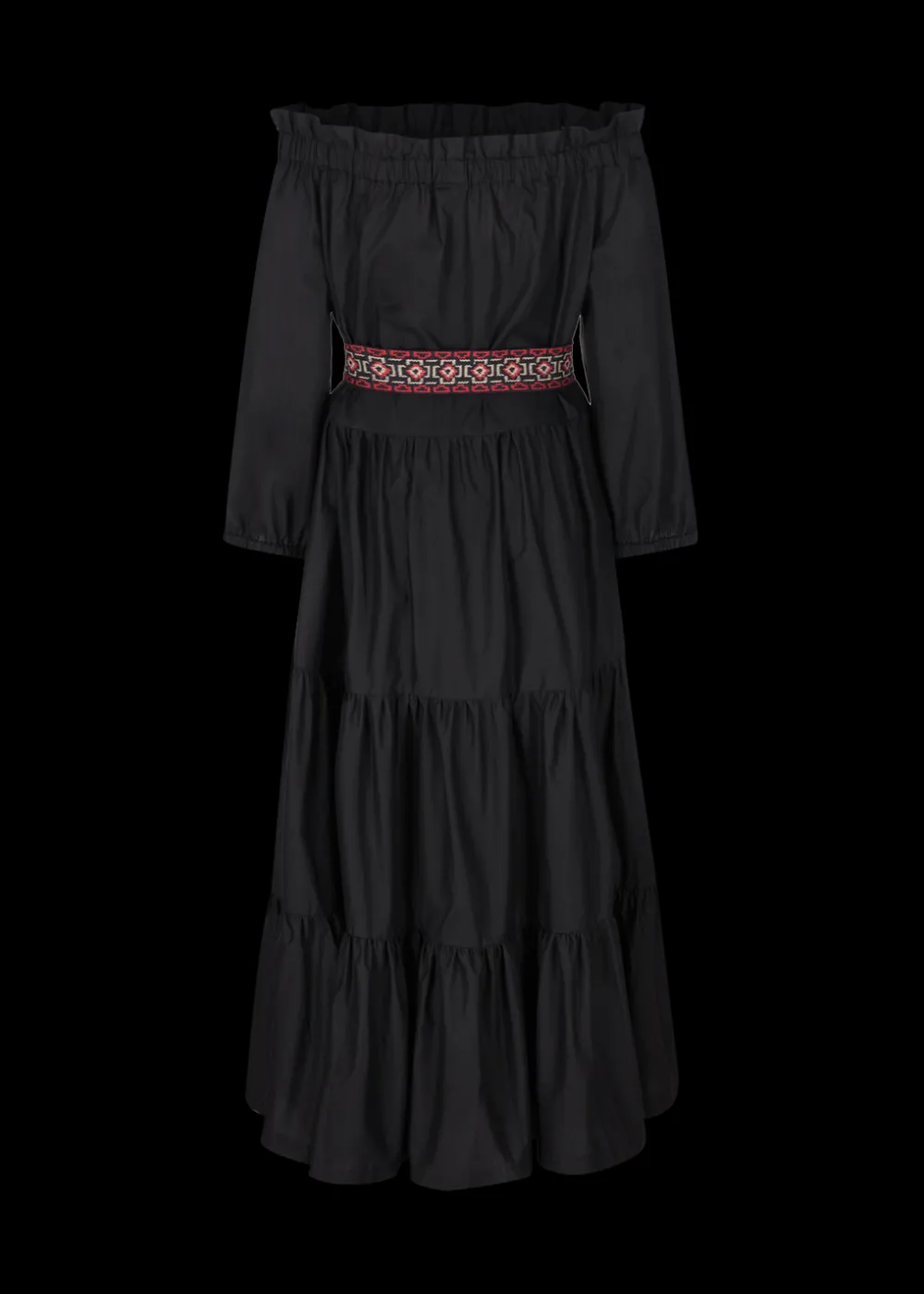 Damen Luis Trenker Schulterfreies Volantkleid Mit Gürtel Lucamilla