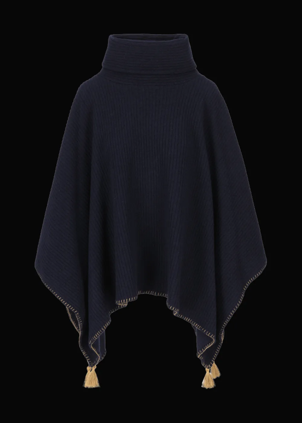 Damen Luis Trenker Schurwoll-Poncho Mit Rollkragen Lupiera