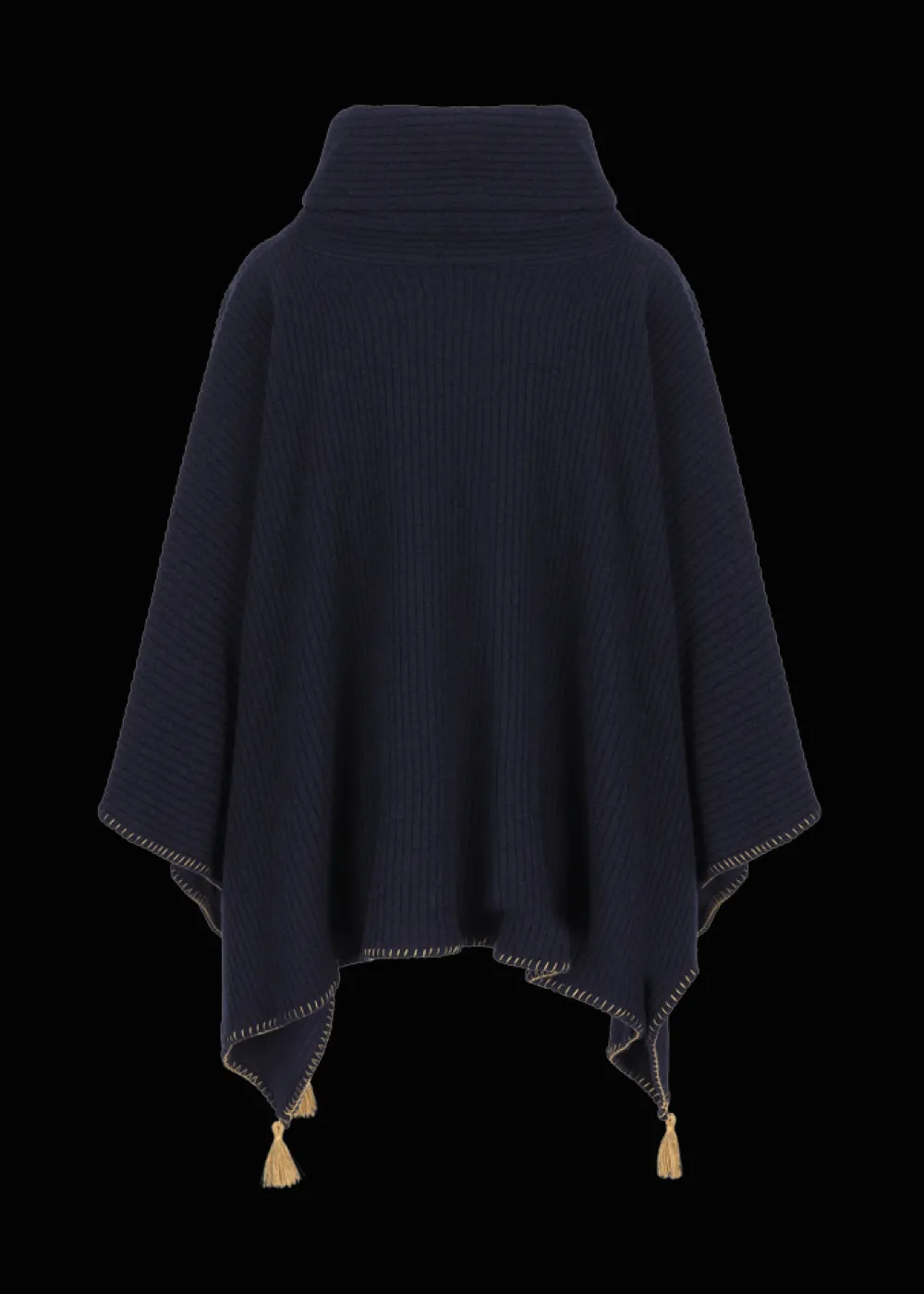 Damen Luis Trenker Schurwoll-Poncho Mit Rollkragen Lupiera